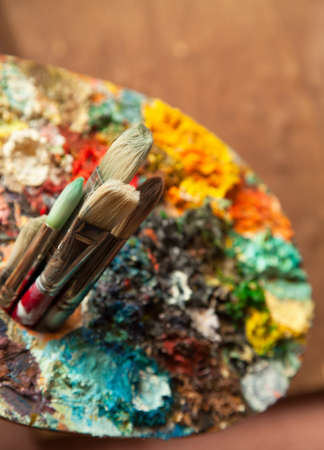 Art Paint Brushes and Paletteの写真素材
