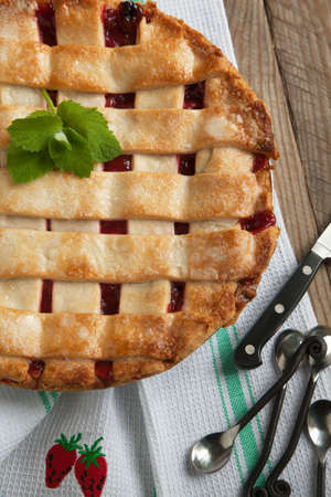 Strawberry and rhubarb pieの写真素材