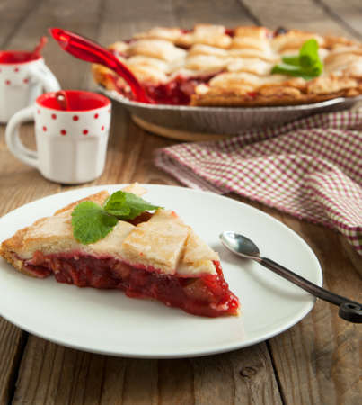 Strawberry and rhubarb pieの写真素材