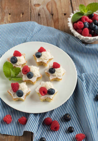 Fresh pastry with berriesの写真素材