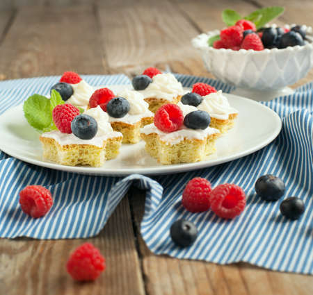 Fresh pastry with berriesの写真素材