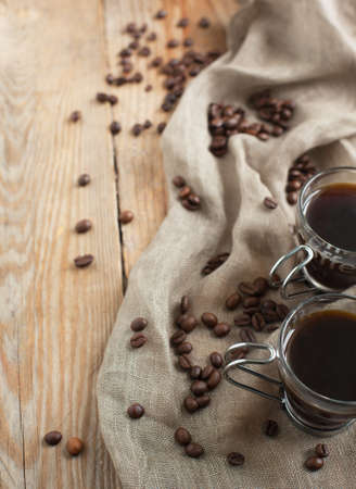 Coffee cup and beans  Selective focusの写真素材