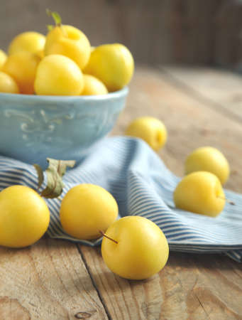 Fresh yellow plumsの写真素材