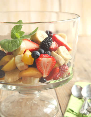 Fruit salad with yogurtの写真素材