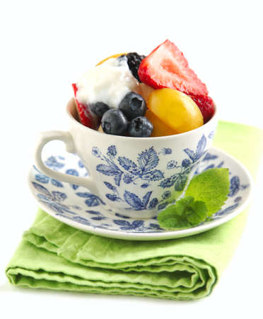 Fruit salad with yogurtの写真素材