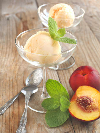 Peach  nectarine  ice creamの写真素材