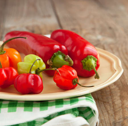 Colored sweet peppersの写真素材