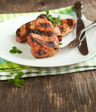 Grilled pork chops  Selective focusの写真素材
