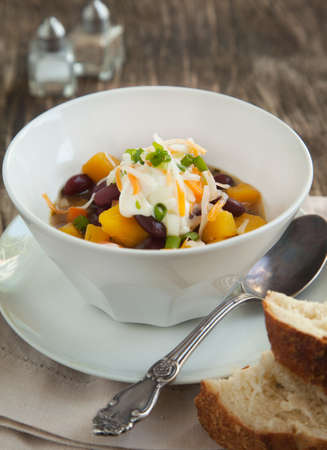 Black Bean Chili with Fall Vegetablesの写真素材