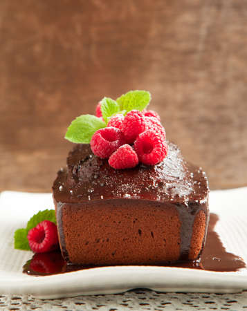 Chocolate loaf cake with chocolate frostingの写真素材
