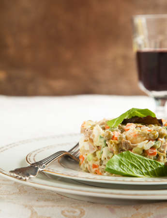 Russian traditional salad Olivierの写真素材