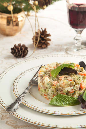 Russian traditional salad Olivierの写真素材