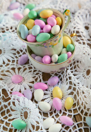 Jordan Almond Candies in cupの写真素材
