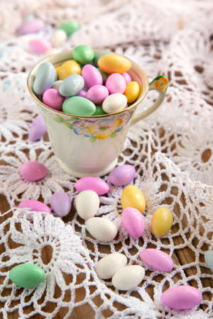 Jordan Almond Candies in cupの写真素材