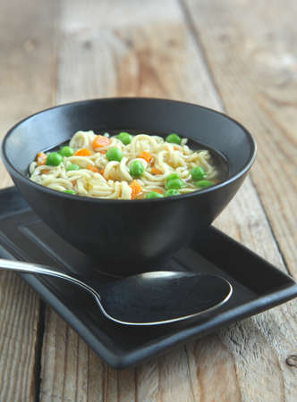 Ramen soup with vegetablesの写真素材