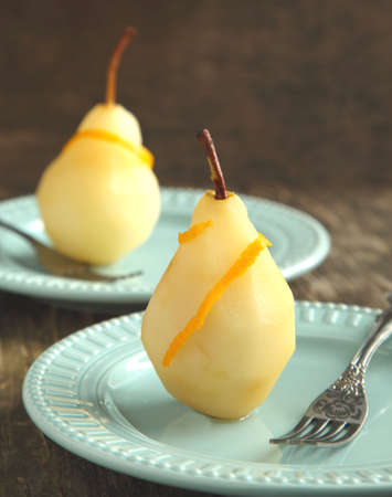Poached pear with spicesの写真素材