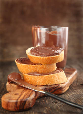 Bread with chocolate spreadの写真素材