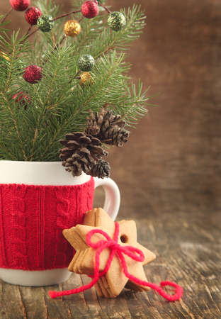 Christmas decoration and Christmas gingerbread cookiesの写真素材