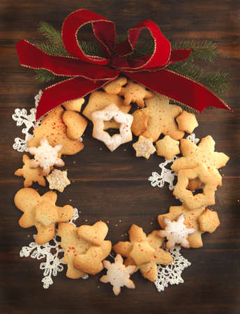Christmas cookies wreathの写真素材