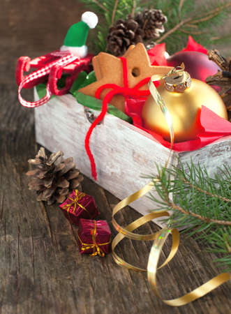 Christmas gift with cookies and  Christmas ornament  Selectiveの写真素材