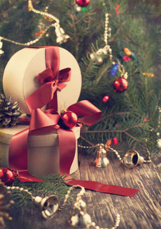 Christmas gift boxesの写真素材