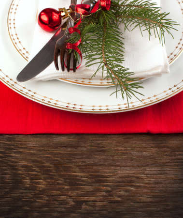 Christmas table settingの写真素材