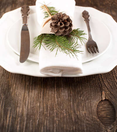 Christmas table settingの写真素材