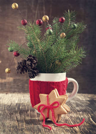 Christmas decoration and Christmas gingerbread cookiesの写真素材