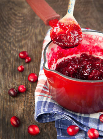Cranberry sauce in a panの写真素材