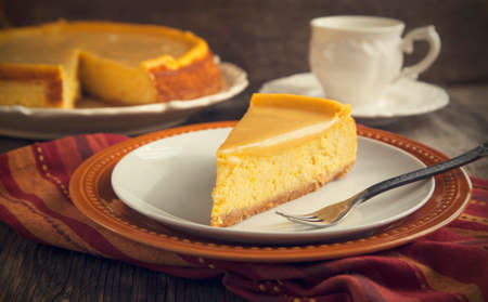 Pumpkin  cheesecake with caramelの写真素材