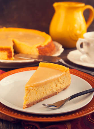 Pumpkin  cheesecake with caramelの写真素材