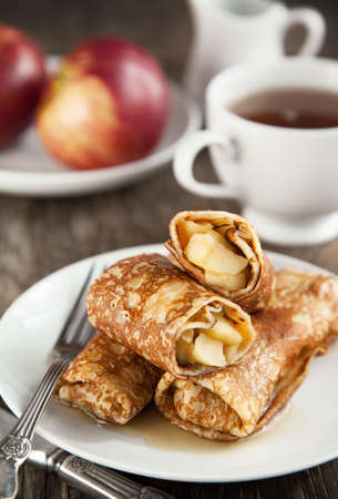 Apple-filled crepesの写真素材