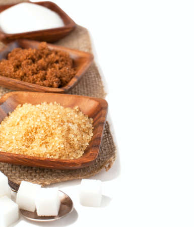 Different types of sugar - Demerara, Brown, White and Refined Sugarの写真素材