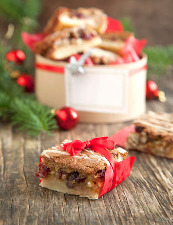 Cranberry, white chocolate and pecan squaresの写真素材