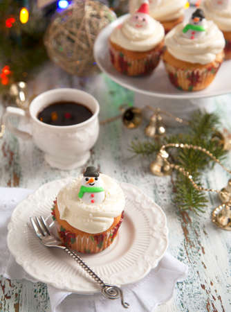 Christmas cupcakesの写真素材