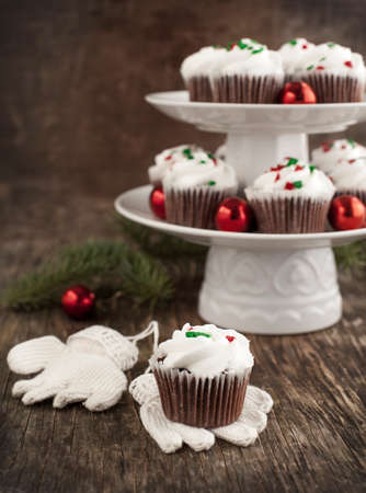 Christmas cupcakesの写真素材