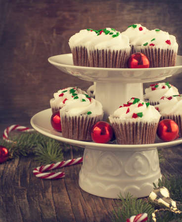 Christmas cupcakesの写真素材