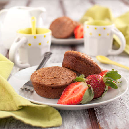 Chocolate cakes and strawberryの写真素材