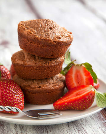 Chocolate cakes and strawberryの写真素材