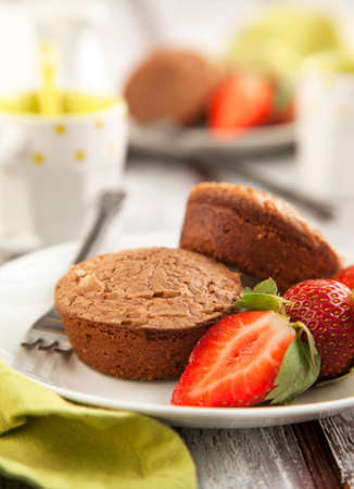 Chocolate cakes and strawberryの写真素材