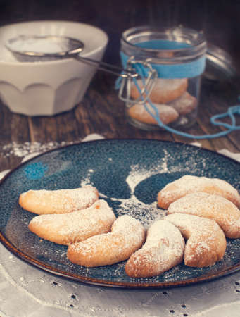 Crescents vanilla and almond cookiesの写真素材