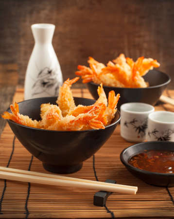 Tempura Shrimps  Deep Fried Shrimps  with sauceの写真素材