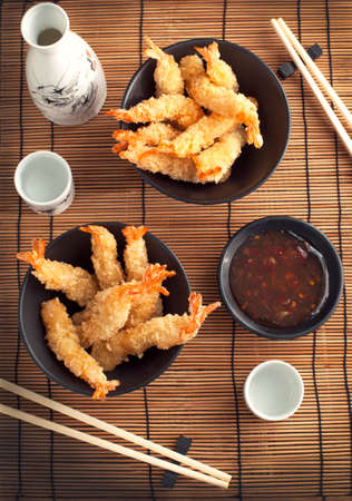 Tempura Shrimps  Deep Fried Shrimps  with sauceの写真素材