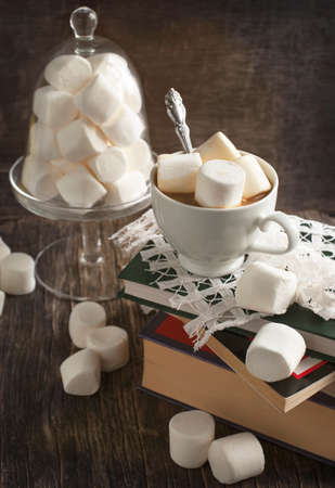 Cup of hot chocolate and marshmallowsの写真素材