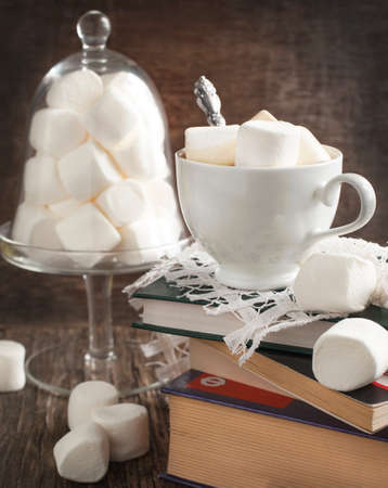 Cup of hot chocolate and marshmallowsの写真素材