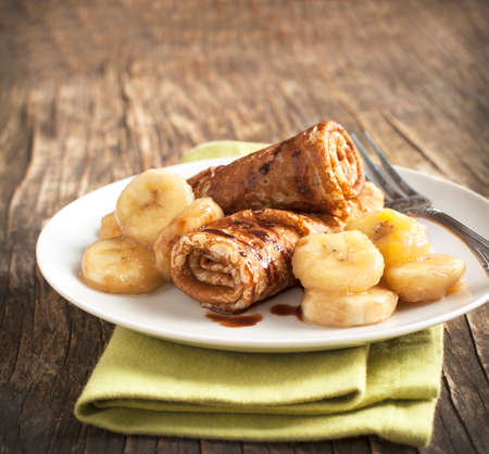 Crepes with banana sauceの写真素材