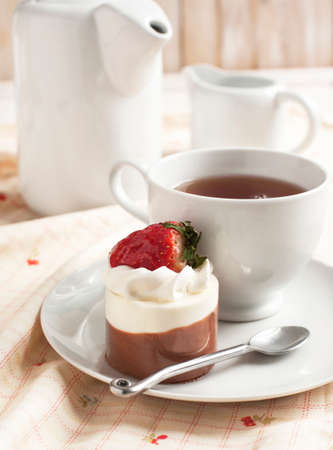 Little chocolate vanilla cakeの写真素材