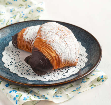 Sfogliatelle, Shell shaped Pastry , Traditional italian pastry from Naplesの写真素材
