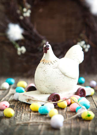 Still life with chicken and candyの写真素材