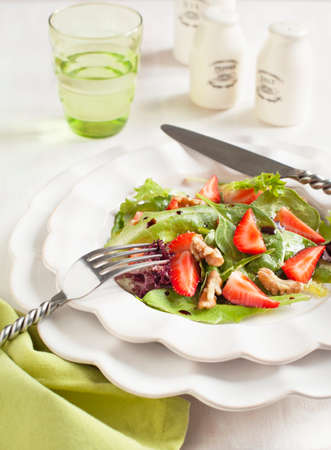 Green salad with strawberryの写真素材